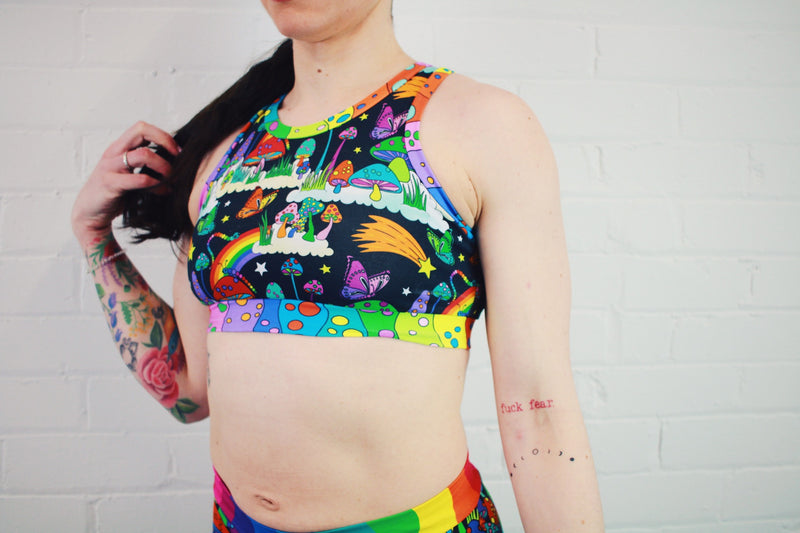 Toadstools and rainbow shroomsTCS-eco Bralette